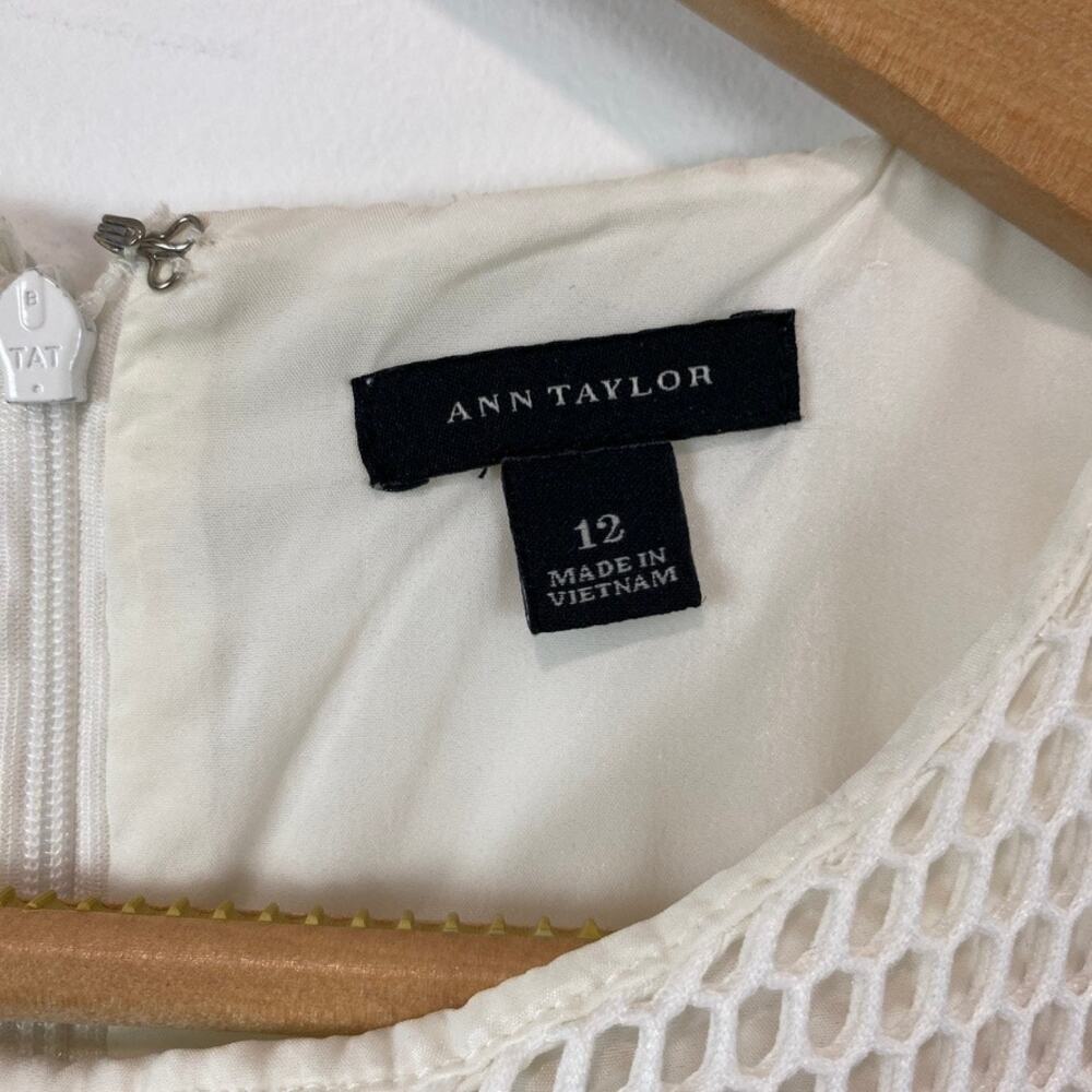 Ann Taylor White Fit & Flare Dress Romantic A-Line Feminine Bridal 12 - Picture 4 of 9